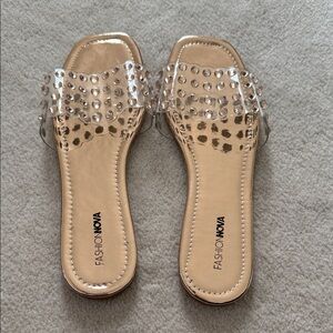 Fashion Nova Metallic Gold Studded Sandals